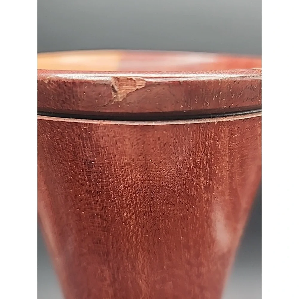 Vintage Artisan Handcrafted Hand turned‎ Two Toned Wooden Bud Vase 9